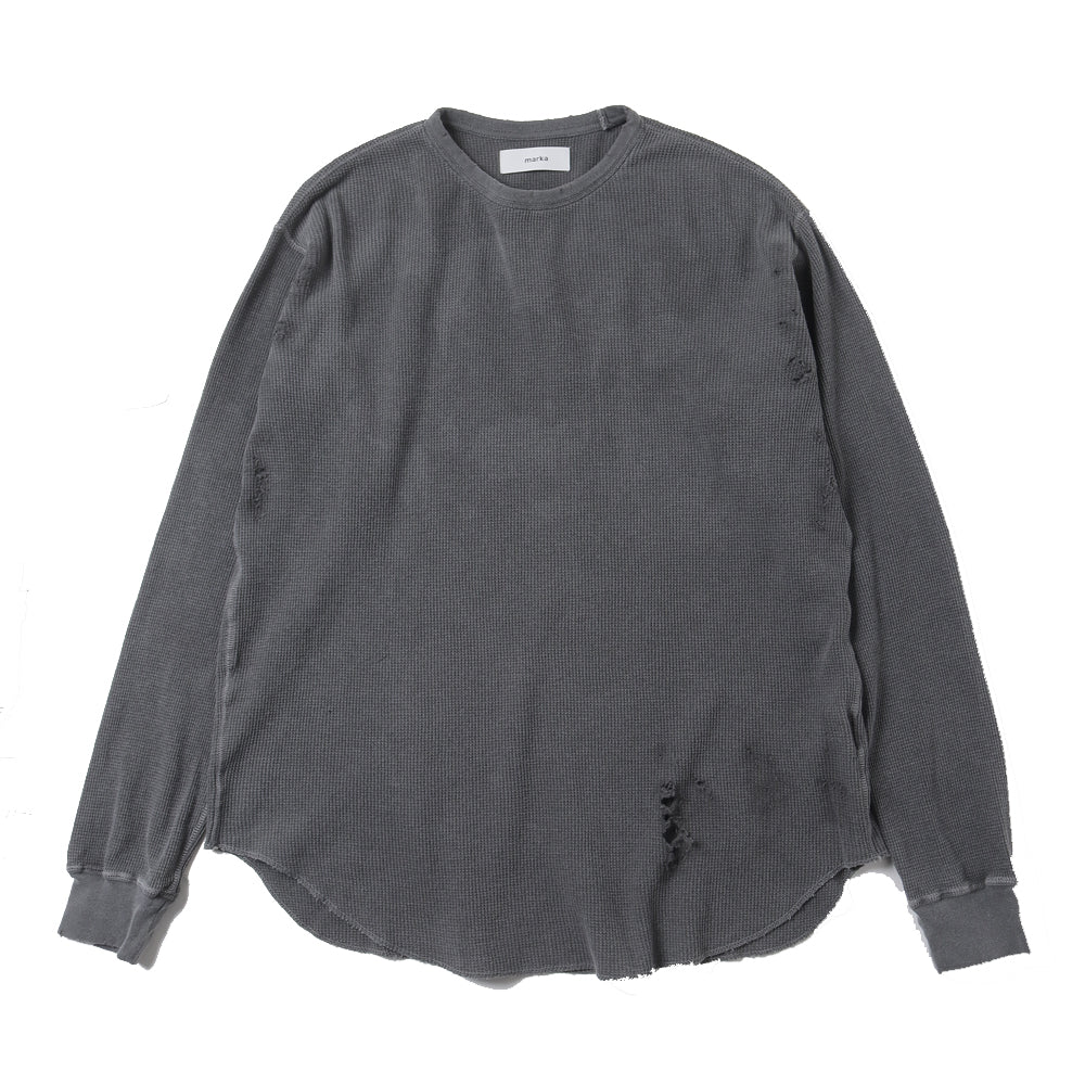 DAMAGED WAFFLE CREW NECK (M25A-07CS01C) | marka / Cut and Sew (MEN