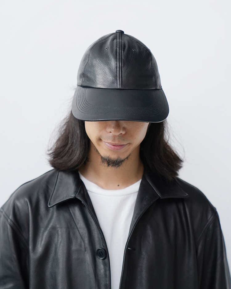 Leather Long Bill Cap / BLACK | PHIGVEL(フィグベル) | HAT/CAP