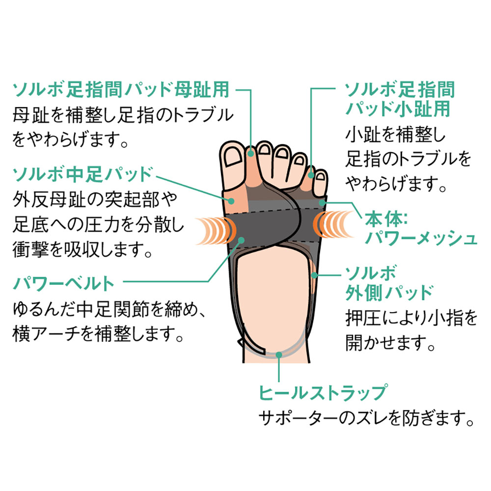 dショッピング |ソルボ 外反母趾内反小趾 パワーアーチサポーター