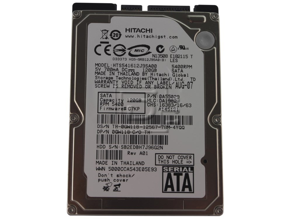 Hitachi TravelStar 5K250 0A54893 / HTS542512K9SA00 120GB SATA