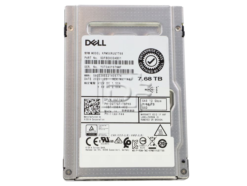 Dell GT7GT / Kioxia KPM5XRUG7T68 7.68TB 2.5