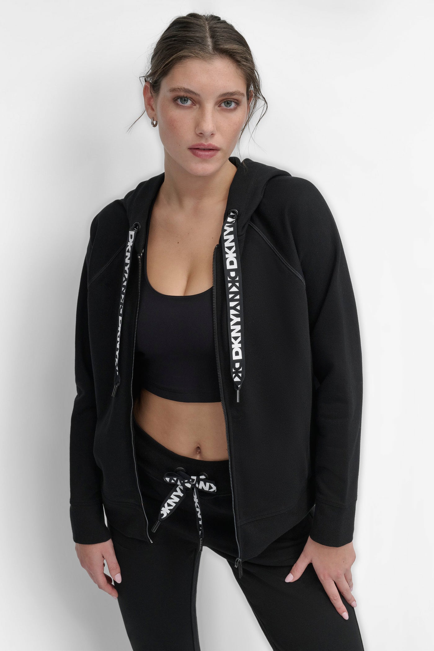 Two Tone Logo Drawstring Hoodie | Sweatshirt | DKNY