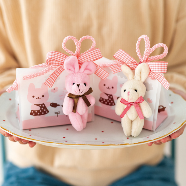 ラブリーストラップ付マスコット-10／ホワイトウサギ(W55×D40×H120