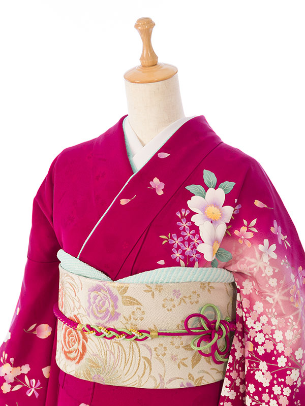 振袖|ﾋﾟﾝｸ系|薔薇|対応身長:153-165cm|ｻｲｽﾞ:7号-13号|5S341｜全国宅配