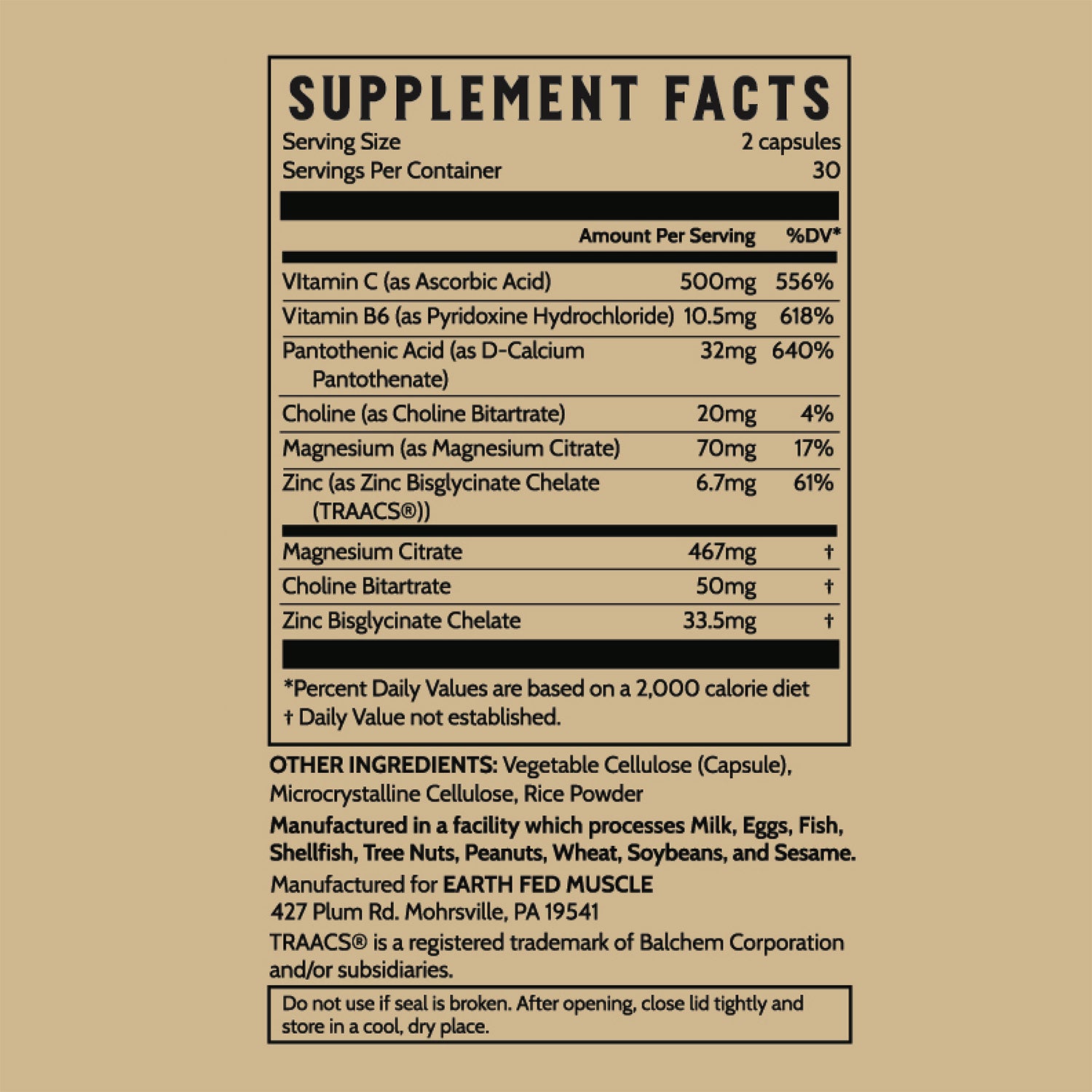 ZMA Supplement | Zinc L-Carnosine, Magnesium, Vitamin B6 | Gluten