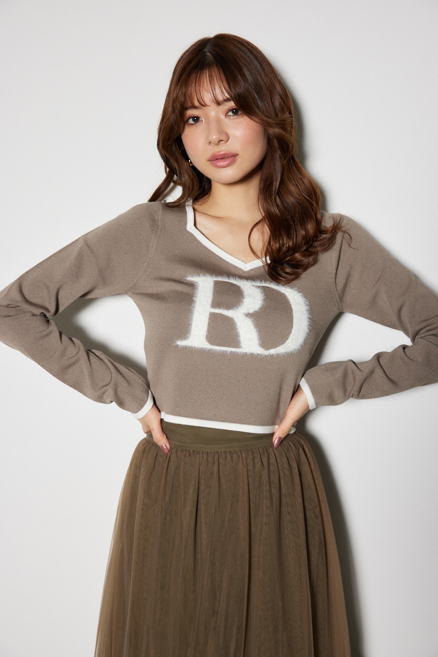 rienda | BIG Rロゴロング スリーブ ニット トップス (ニット ) |SHEL