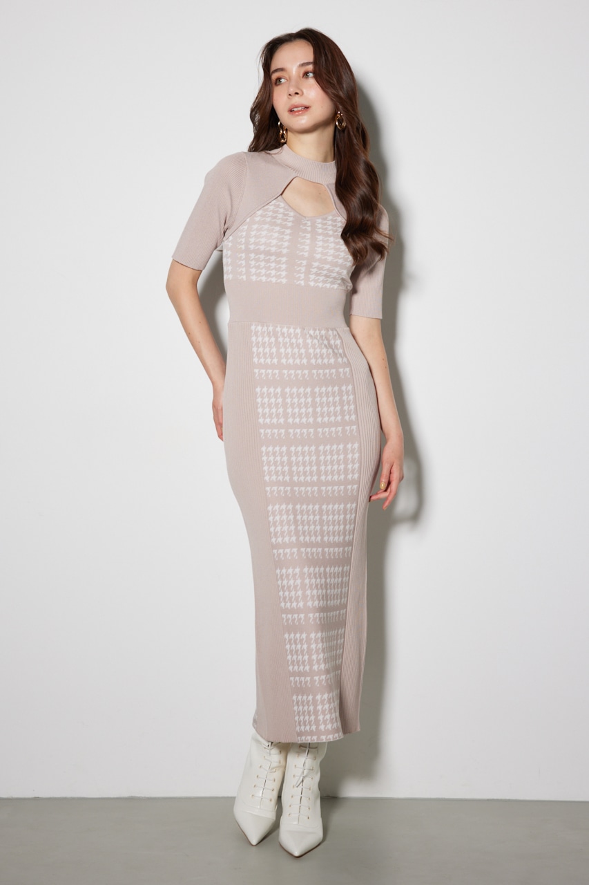 rienda | 2WAY千鳥パターンタイトニットワンピース (ワンピース(ミニ