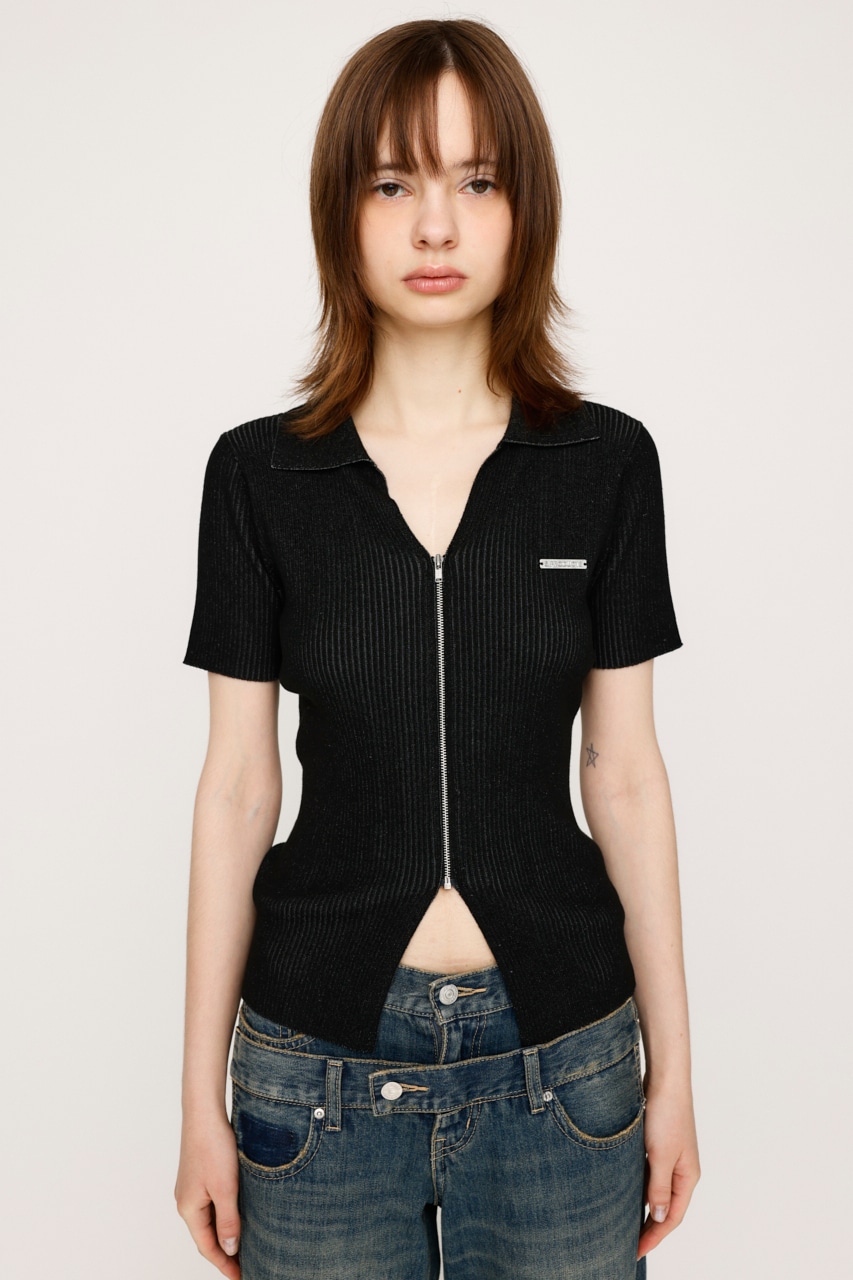 SLY | DUAL COLOR FRONT ZIP KNIT トップス (ニット ) |SHEL'TTER WEBSTORE