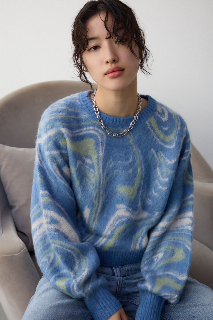 AZUL BY MOUSSY | マーブルクロップドジャガードニット (ニット