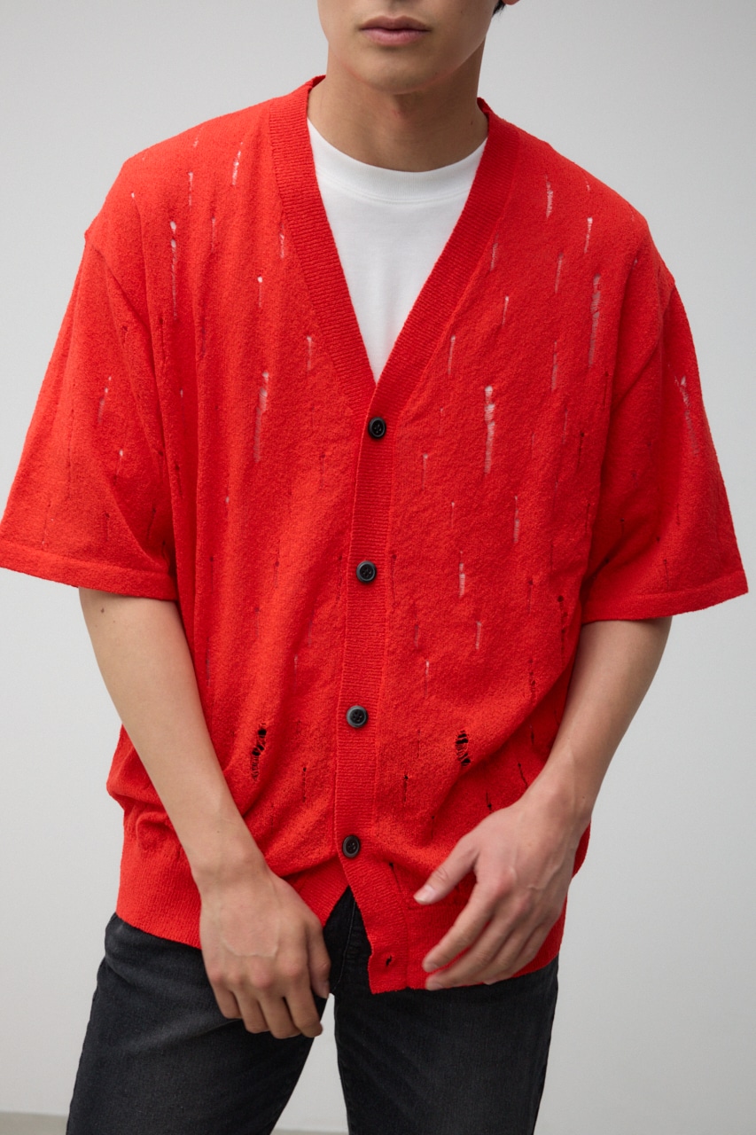 AZUL BY MOUSSY | ダメージニット半袖カーディガン (カーディガン