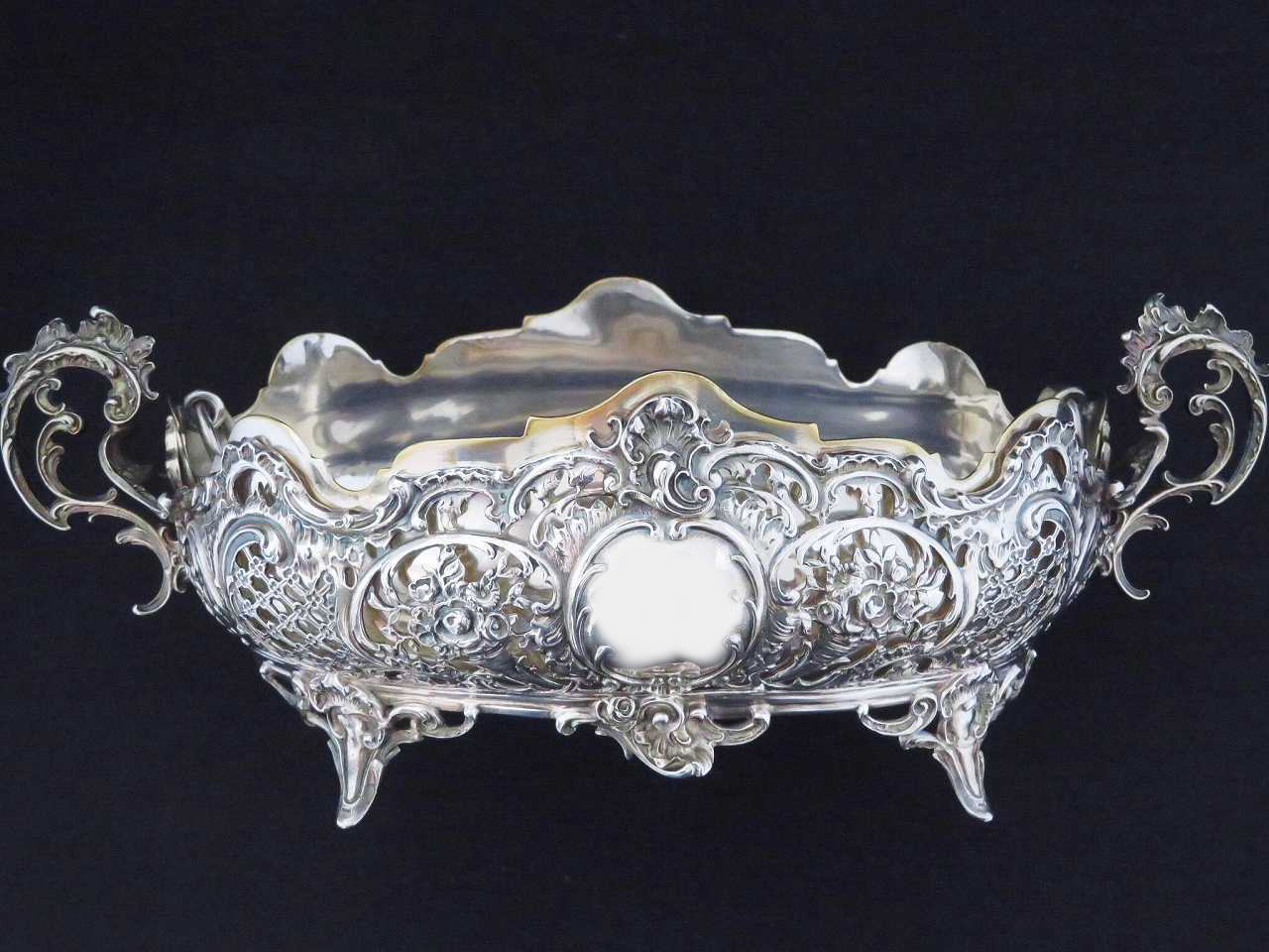 純銀 ロココ薔薇装飾ジャルディニエール - 薔薇と天使のアンティーク