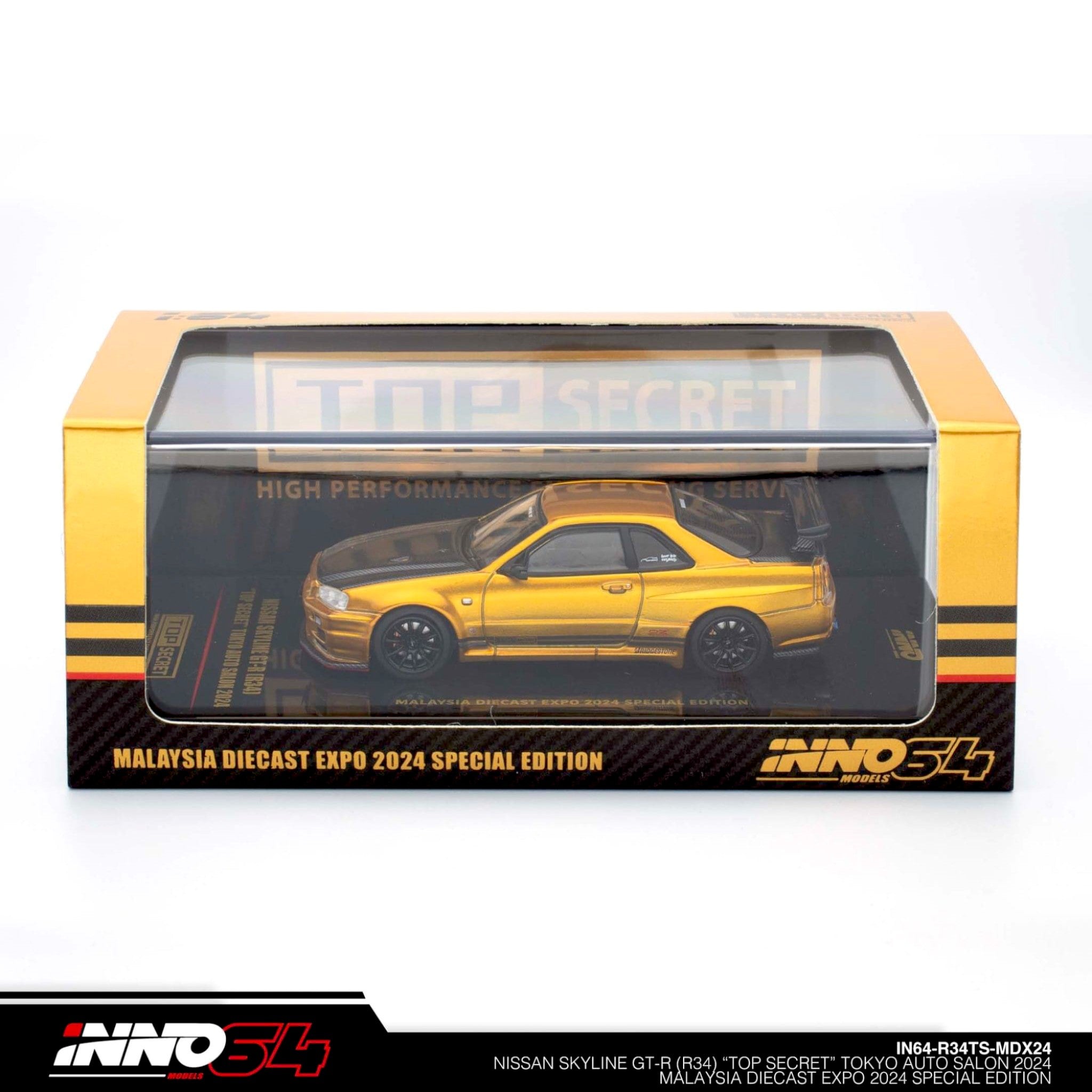 INNO64 - Nissan Skyline GT-R (R34) *Top Secret*, gold/black - 1:64