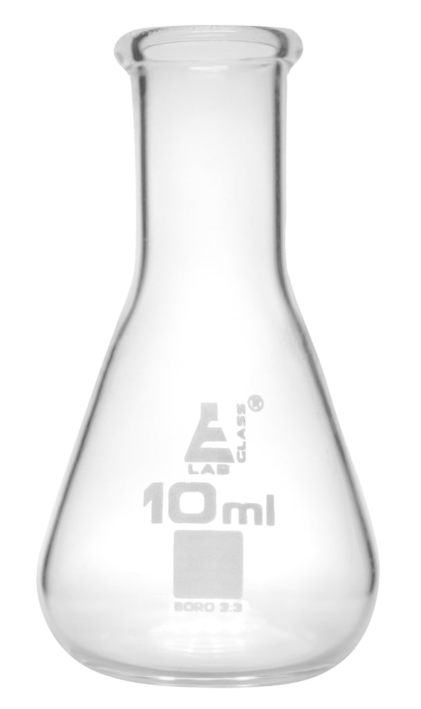 Erlenmeyer Flask, 10ml - Borosilicate Glass - Narrow Neck, Conical