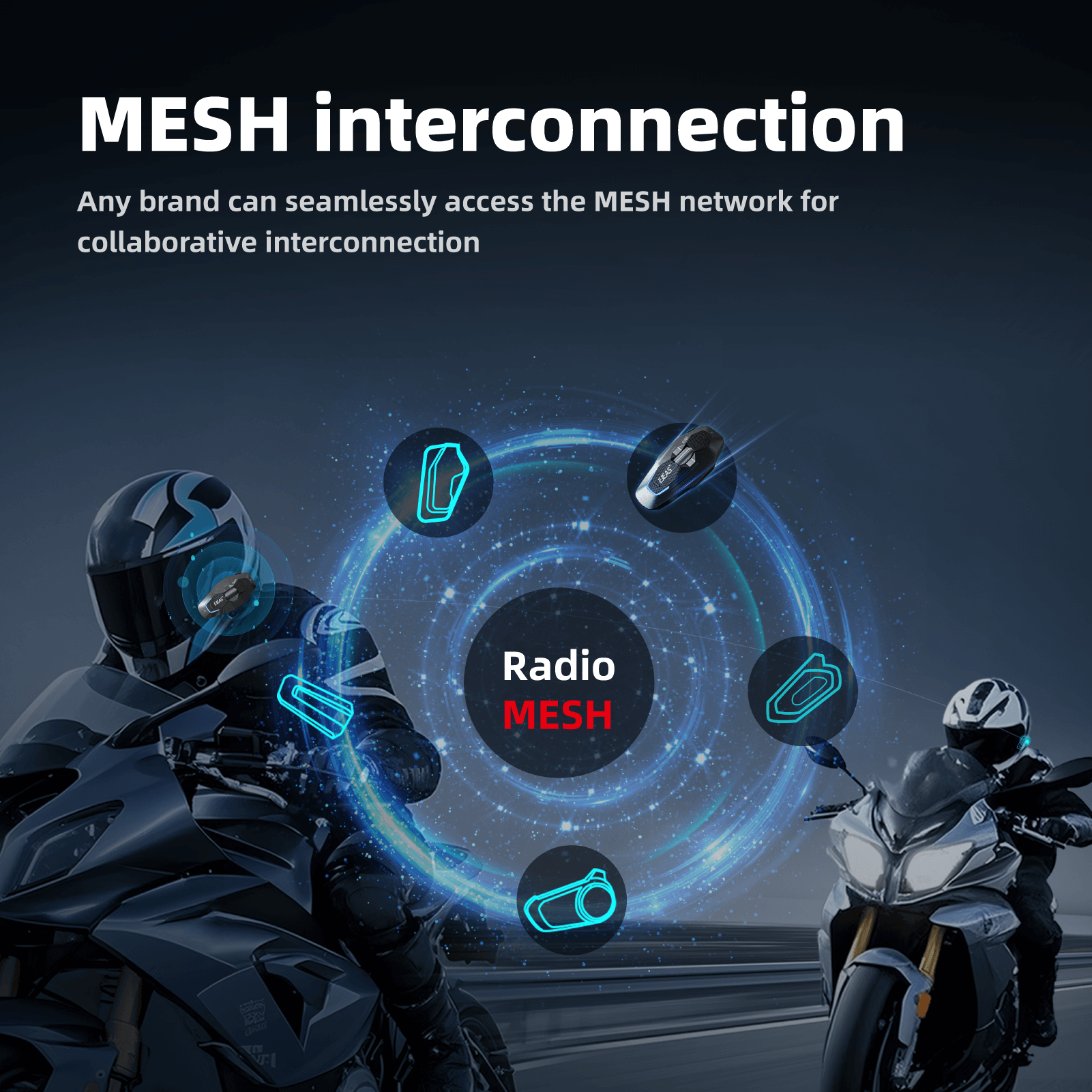 EJEAS X10 Plus - Mesh+5G Motorcycle Helmet Intercom System