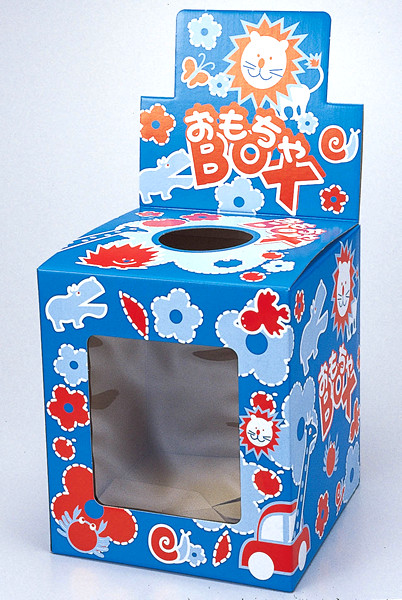 抽選箱 紙 タイトル面付 窓付 25cm角縦長 おもちゃBOX｜抽選用品－抽選