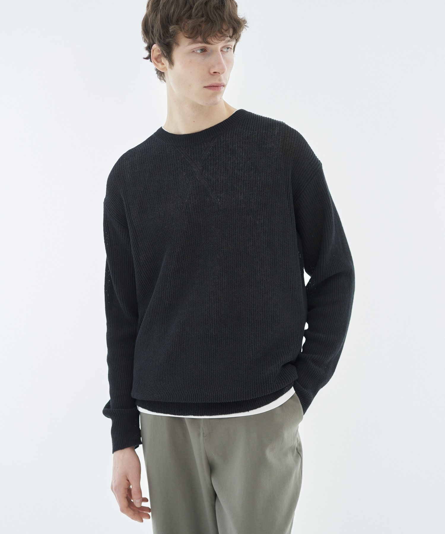 ESTNATION / ウェーブコットンリネンクルーネックニット｜ESTNATION