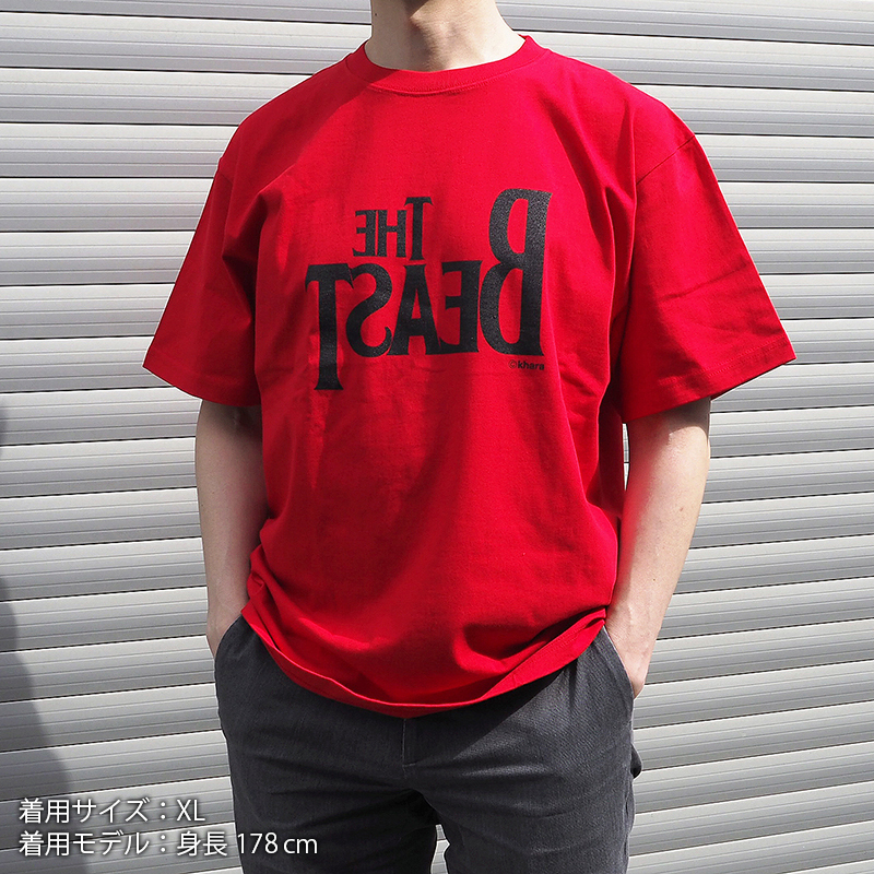 EVA STORE限定】RADIO EVA- A102 THE BEAST T-Shirt β/RED×BLACK(M RED