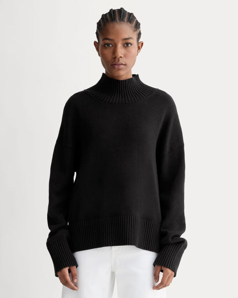 The Boxy Turtleneck in Everyday Cotton | Black – Everlane