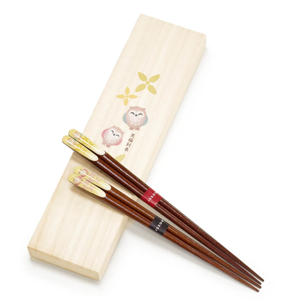 結婚祝い・長寿祝い｜吉兆 夫婦箸 笑ふくろう吉兆 夫婦箸 笑ふくろう