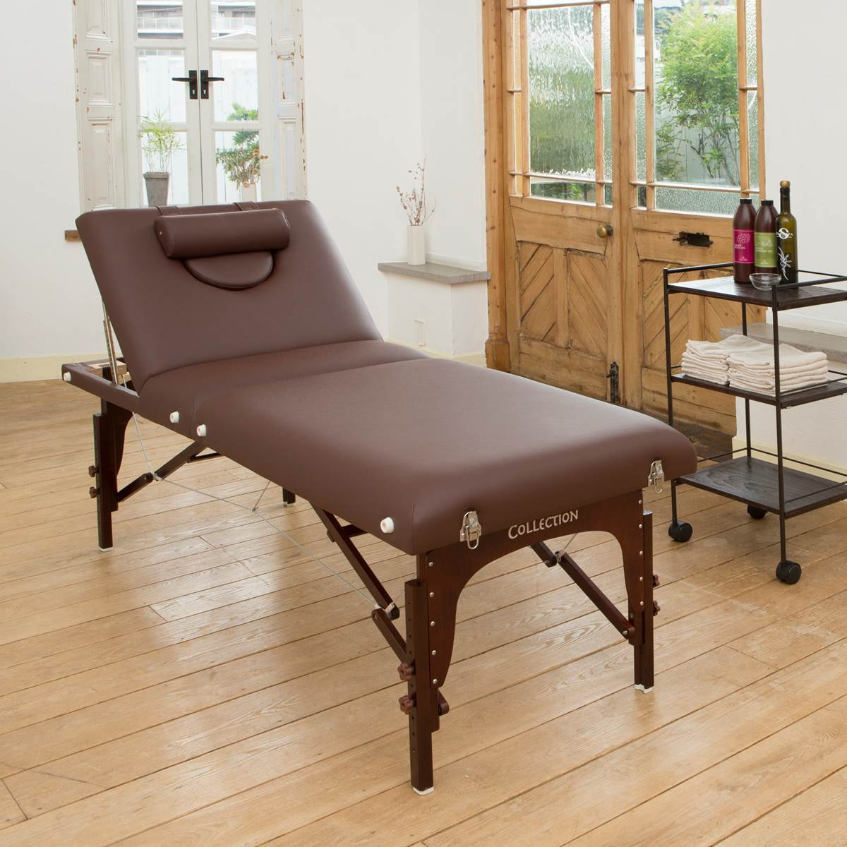 高級低反発木製折りたたみリクライニングベッド009SDX（ダークブラウン