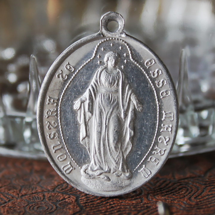 ヴィンテージ無原罪の聖母マリアメダイ｜アンティークメダイキリスト教