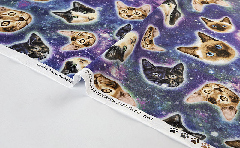 Fairy Cotton / 紫の星空に浮かぶネコの顔 トス