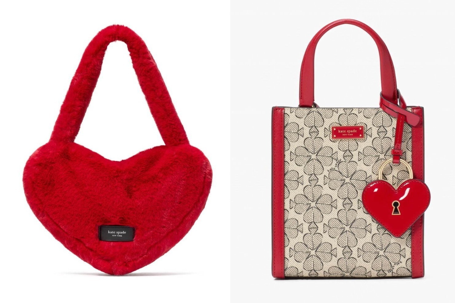 ケイト・スペード25年バレンタイン、ふわふわファーの“ハート型”トート
