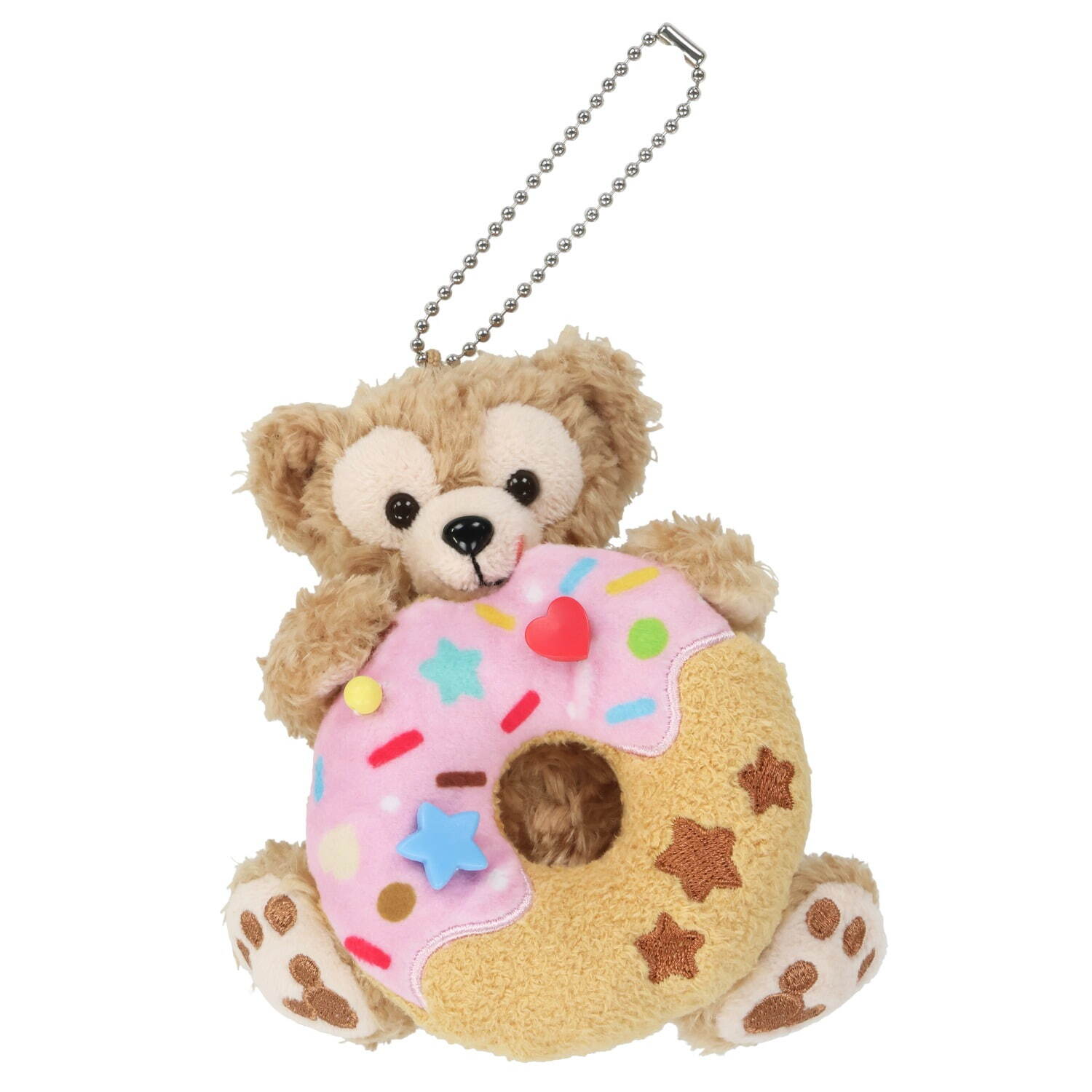 ドーナツ抱える”ダッフィー＆フレンズぬいぐるみバッジなどグッズ