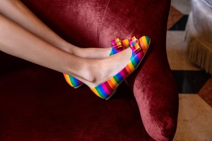 Ferragamo シルバー フェラガモ レインシューズ 24cm ラバー リボン