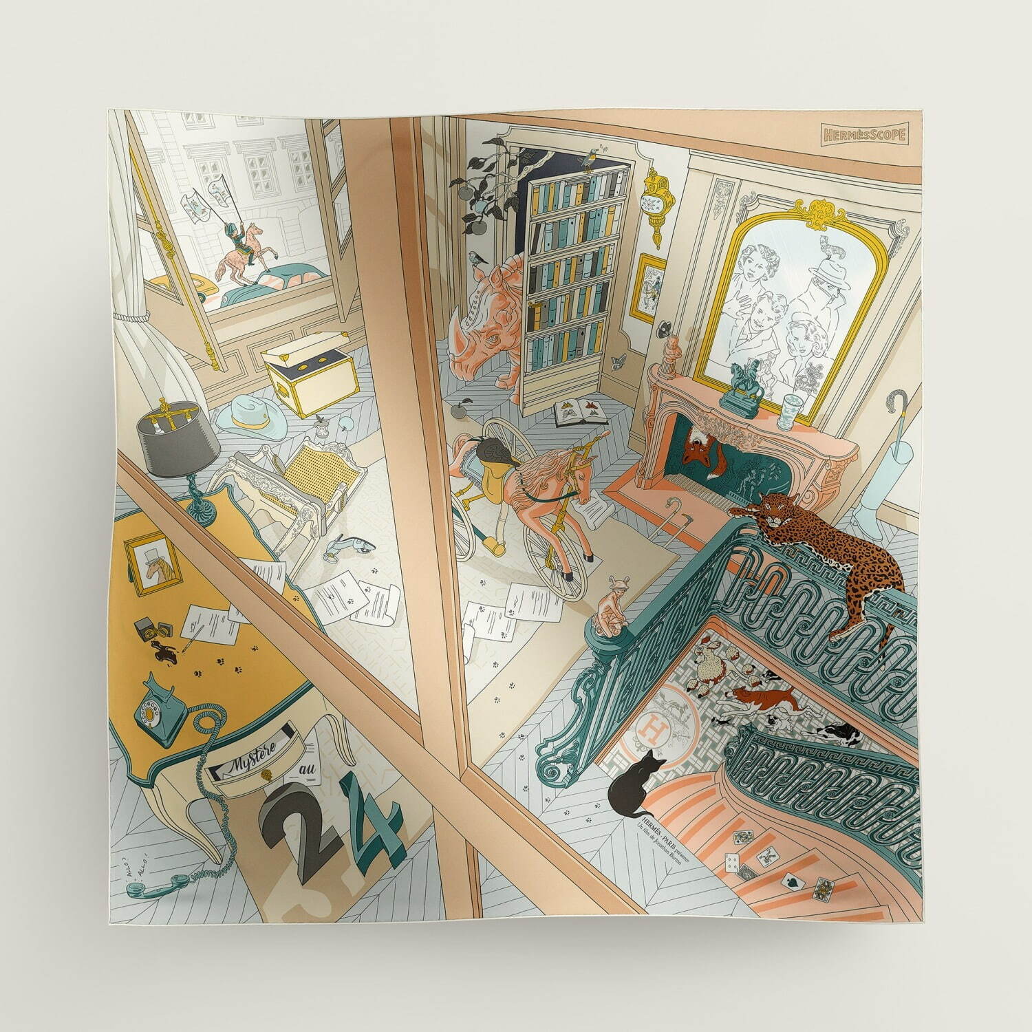 エルメスのスカーフ「カレ 90」2024年春の新作、“絡み合う馬具”や“恋の