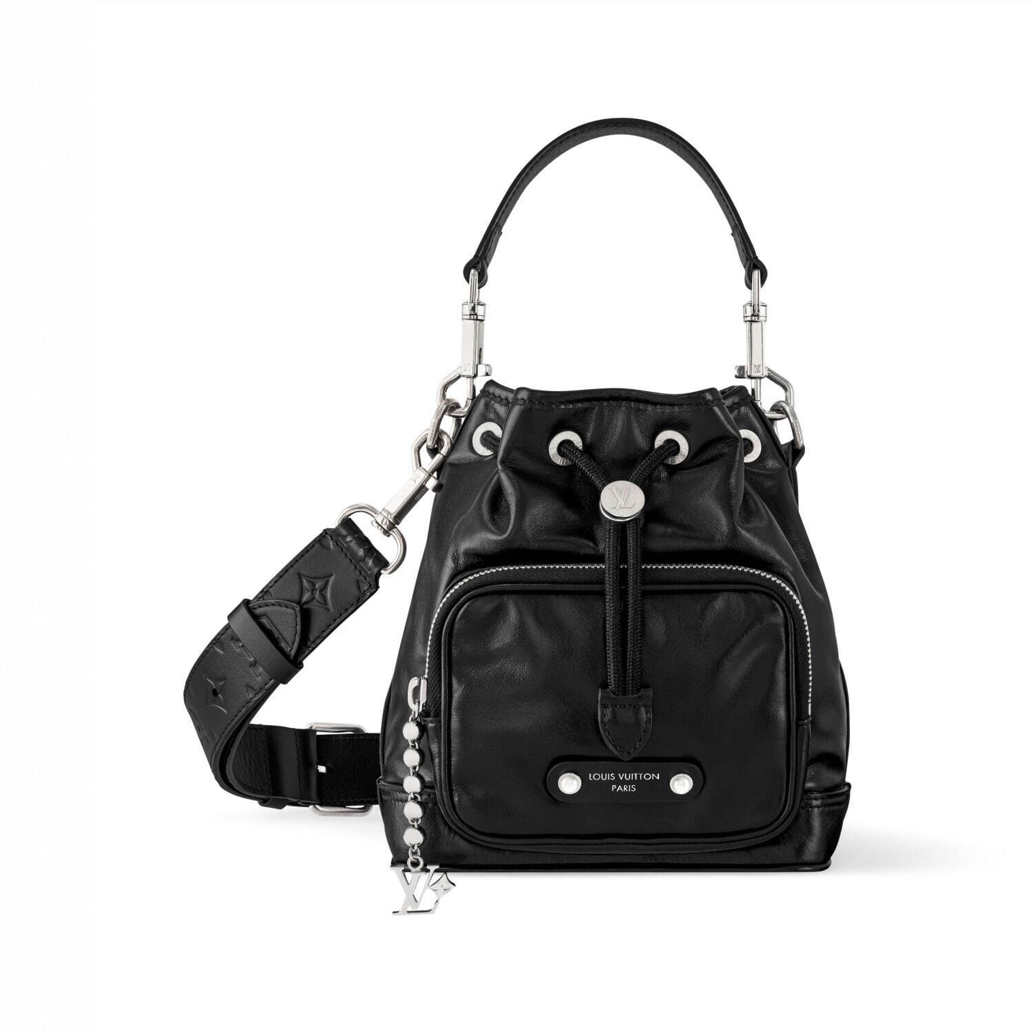 ルイ・ヴィトン“ブラックレザー”のメンズショルダーバッグ、煌めくLV