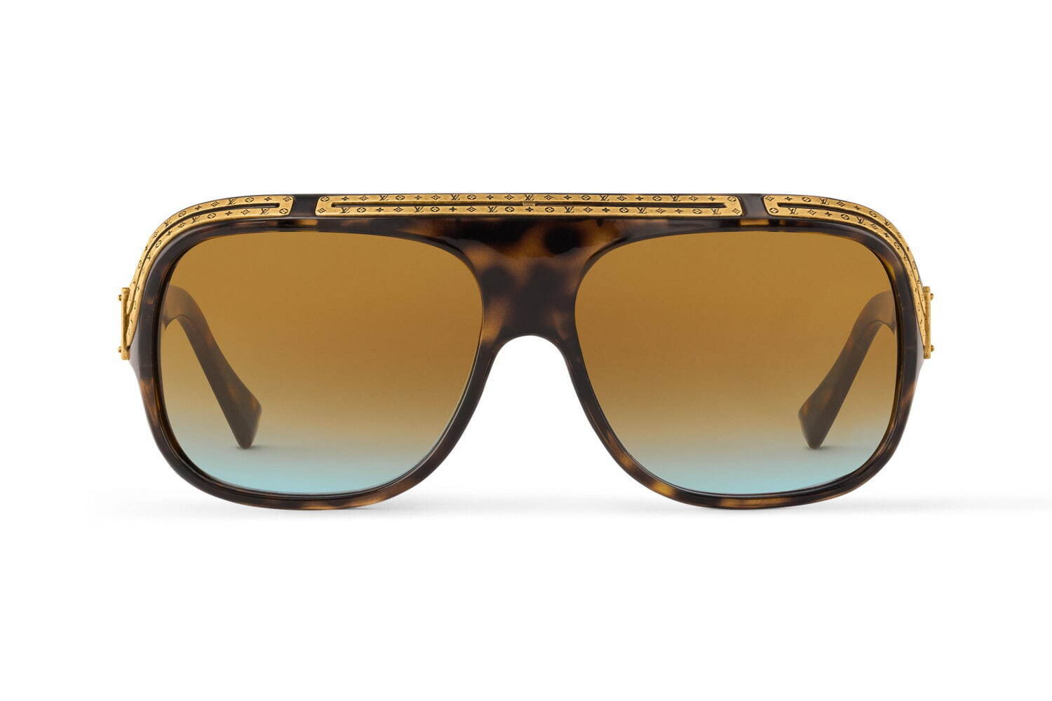 ルイ・ヴィトンのメンズサングラス、モノグラム刻印入りゴールド