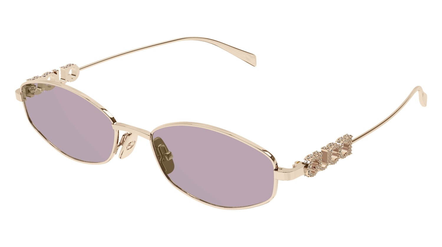 グッチのメタルサングラス、クリスタル装飾の立体ロゴorホースビット