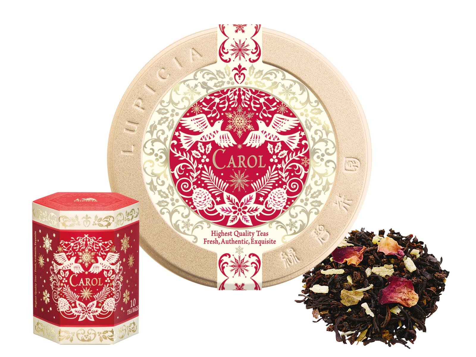 ルピシア25年クリスマス、ホワイトチョコとナッツ香る紅茶缶＆ティーや