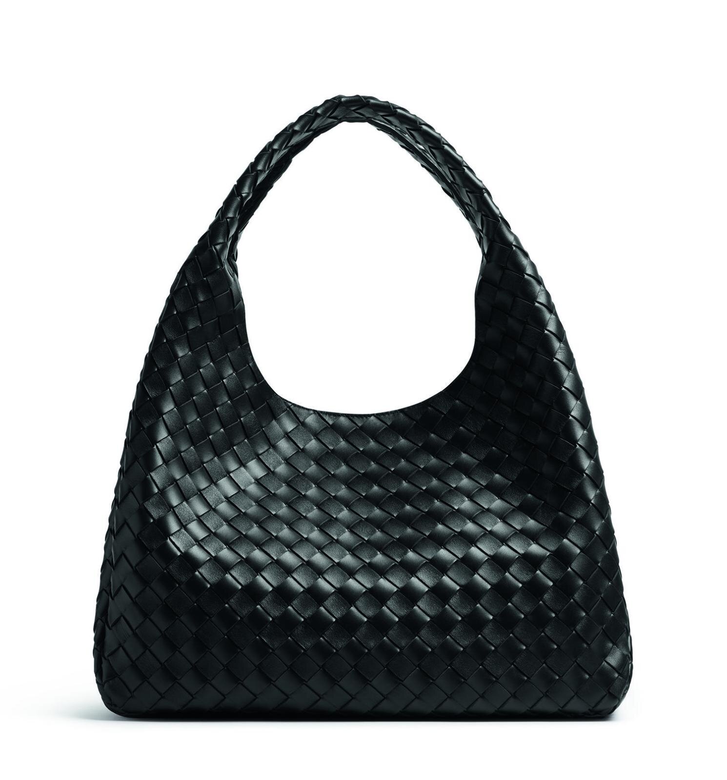 ボッテガ・ヴェネタ“丸みフォルム”の編み込みレザートートバッグ