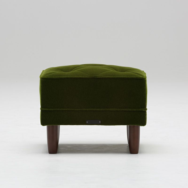 カリモク60 オットマンモケットグリーン（ダークウォールナット色塗装