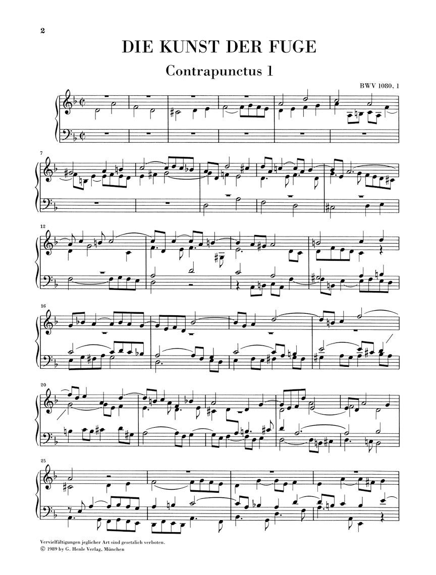 Bach: Art of the Fugue, BWV 1080 – Ficks Music