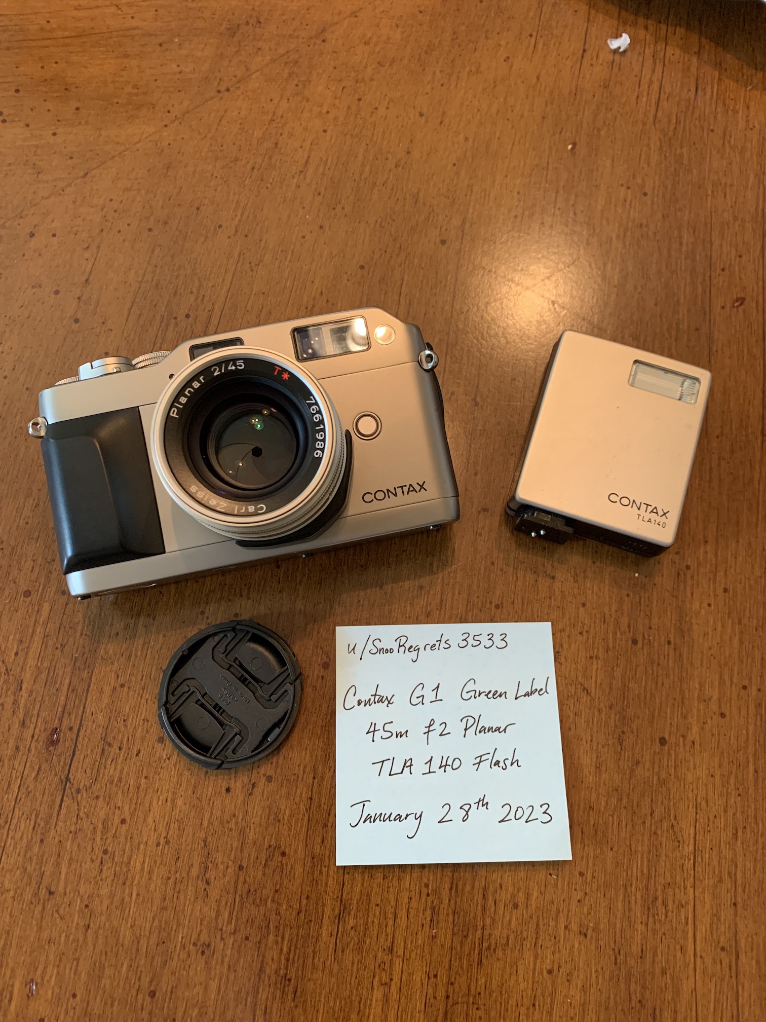 Sold: $650 - Contax G1 Green Label Kit (45mm Planar + TLA 140