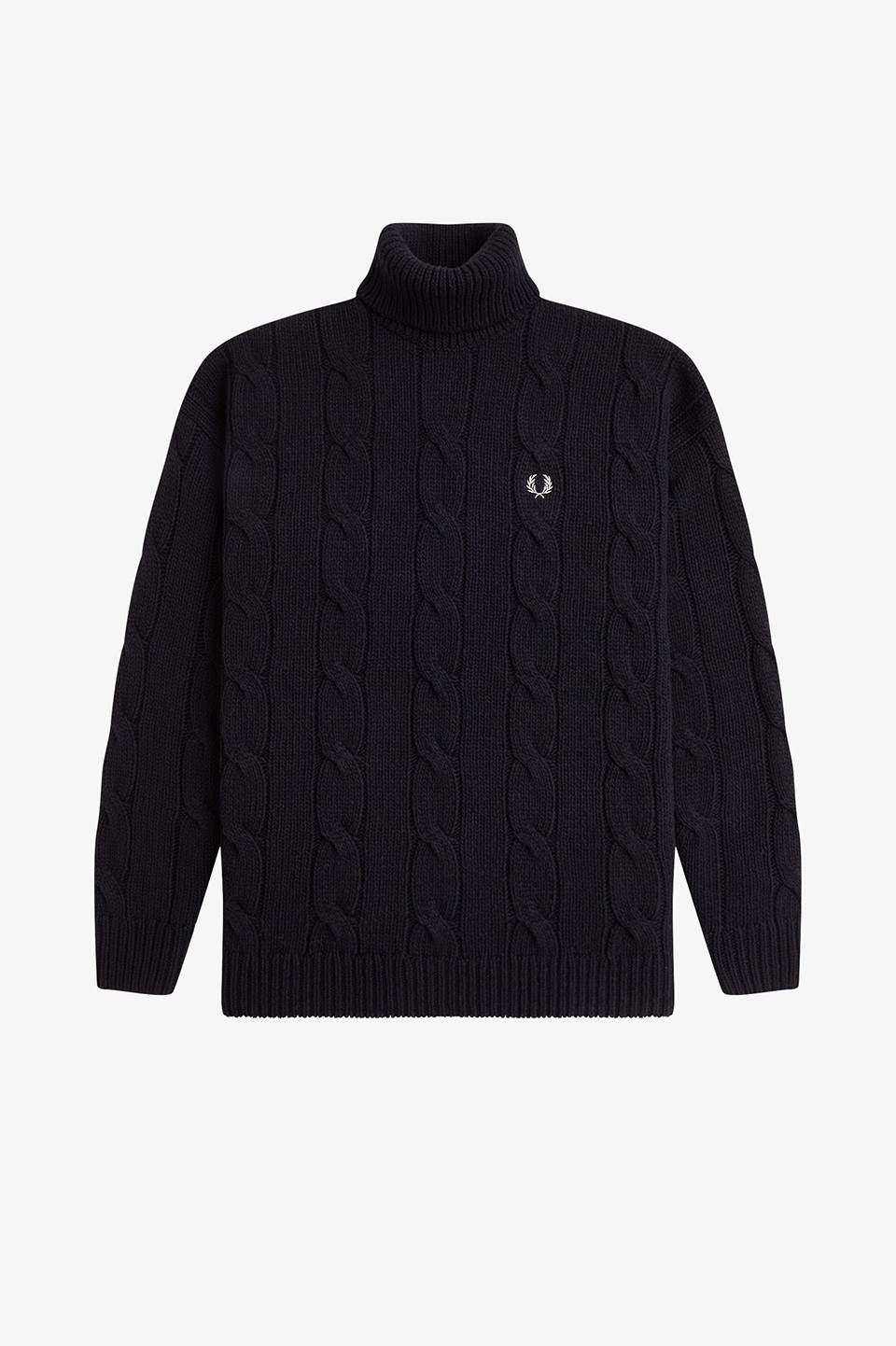 Roll Neck Cable Knit Jumper(10 102：BLACK): | FRED PERRY JAPAN