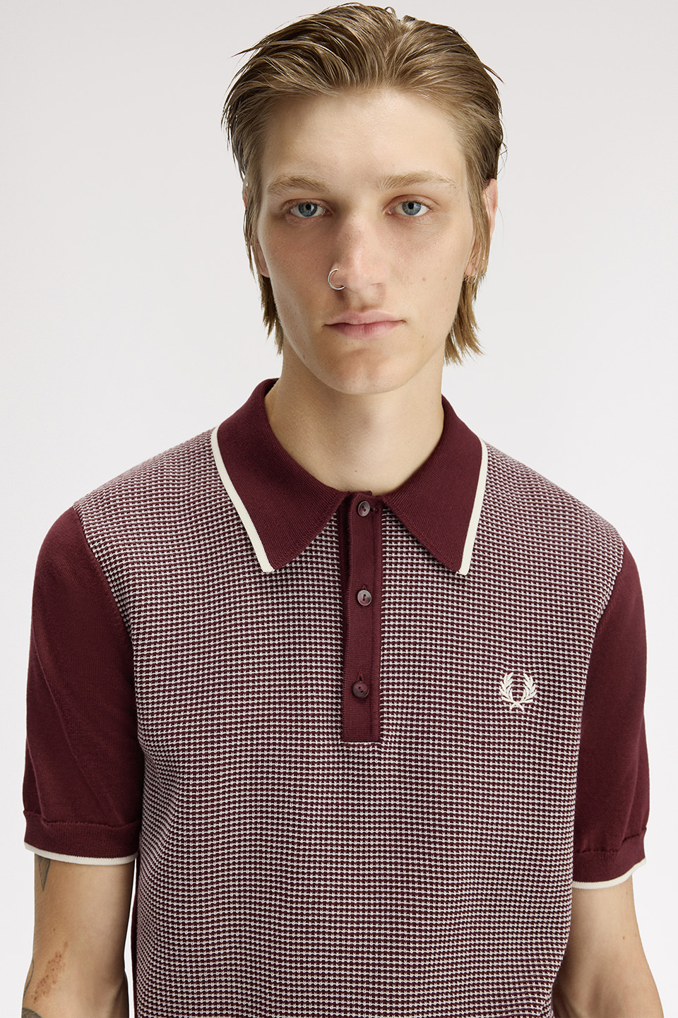 Tonic Waffle Knitted Shirt(S 597：OX BLOOD): | FRED PERRY JAPAN