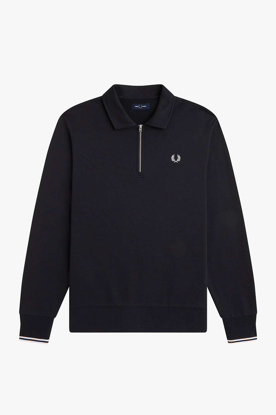 Half Zip Collared Sweatshirt(S 102：BLACK): | FRED PERRY JAPAN