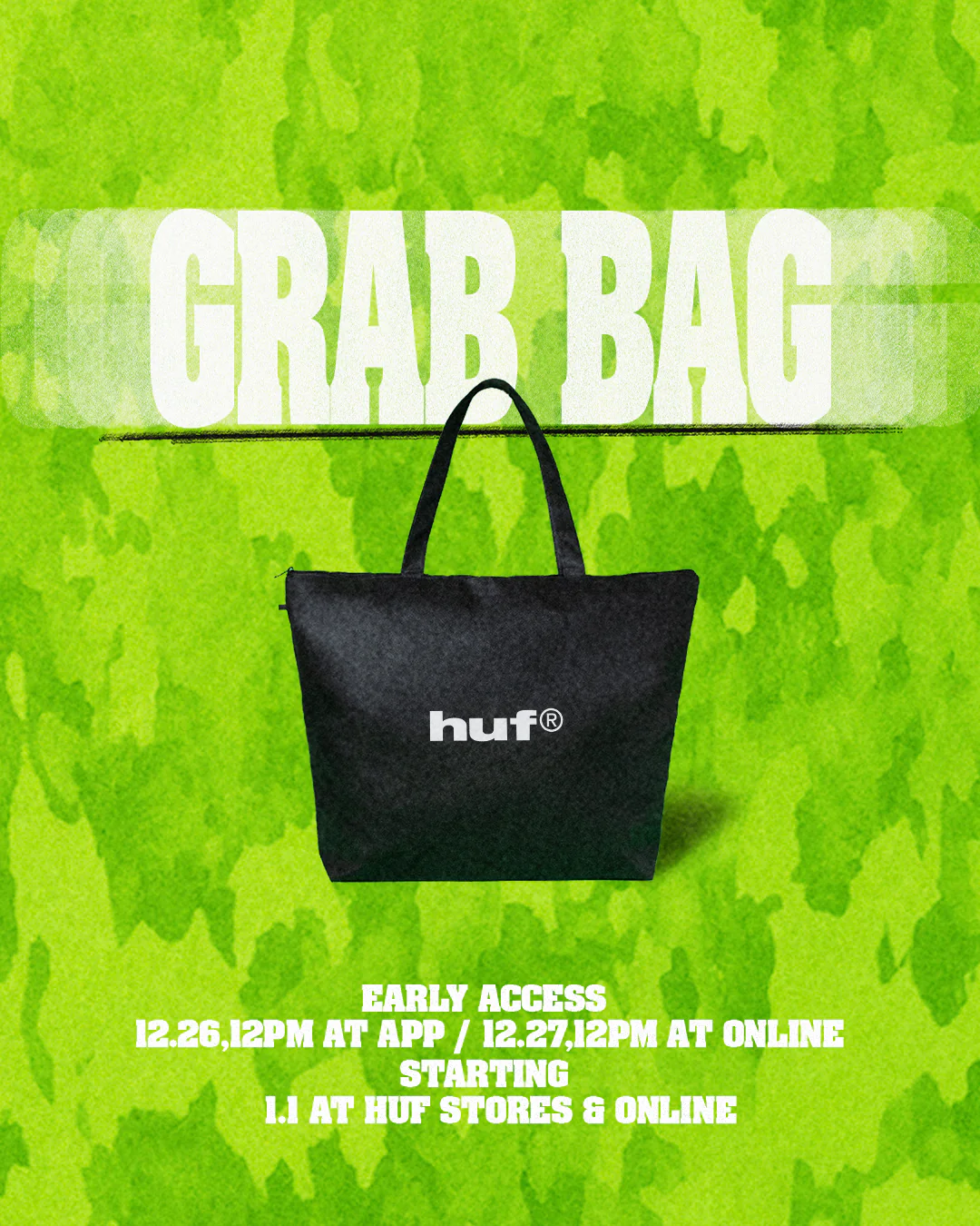 HUF “2026 NEW YEAR GRAB BAG”が2025年 12/26 先行発売 (ハフ 福袋