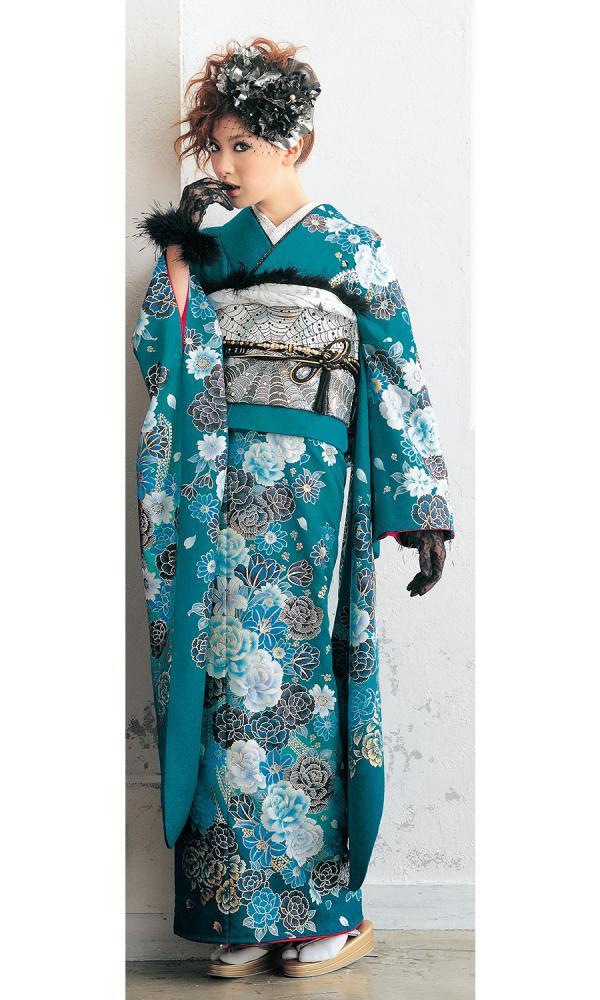 京友禅振袖・緑色・エメラルドグリーン┃クール&ビューティー【菊京屋】