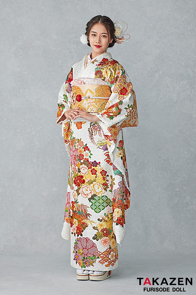 最高級古典柄振袖 吉澤織物/匠 白/金/赤 吉祥文様 柄小さめ 可愛い 低