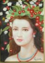 日本洋画壇の重鎮 芝田米三 フランス人形の絵 鉛筆とパステルによる