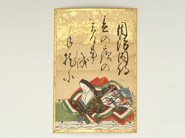 百人一首 歌留多 手書極彩色絵 200枚揃 江戸後期頃 唐草蒔絵二重箱入り