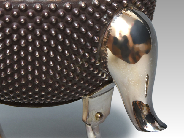 純銀 大阪 尚美堂（造）霰打銀瓶 湯瓶 663g | 古美術ささき