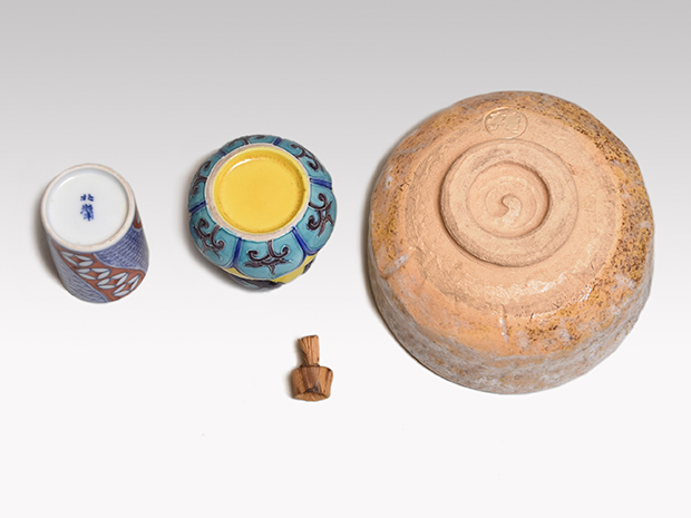 朱塗撫子蒔絵茶箱 四代 和気亀亭茶碗 雪月花3点蒔絵付 光甫(作) 象牙