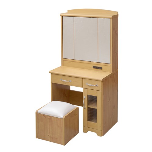 Lycka land 三面鏡 ドレッサー＆スツール(ナチュラル): 家具