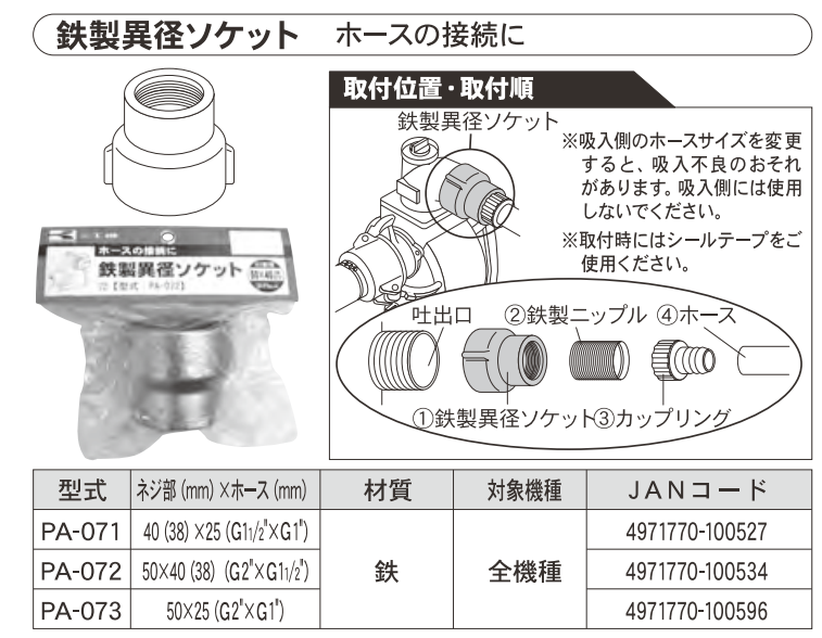 鉄製異径ソケット PA-073 PA-073 | 株式会社工進【公式】